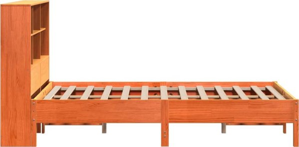 vidaXL Κρεβάτι με ράφι, χωρίς στρώμα, 135x190 cm, ξύλο πεύκου