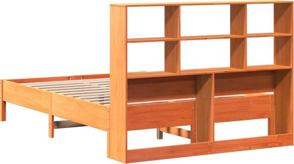 vidaXL Κρεβάτι με ράφι, χωρίς στρώμα, 135x190 cm, ξύλο πεύκου