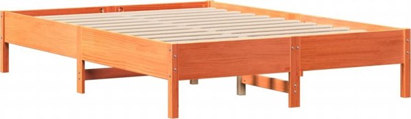 vidaXL Κρεβάτι με ράφι, χωρίς στρώμα, 135x190 cm, ξύλο πεύκου