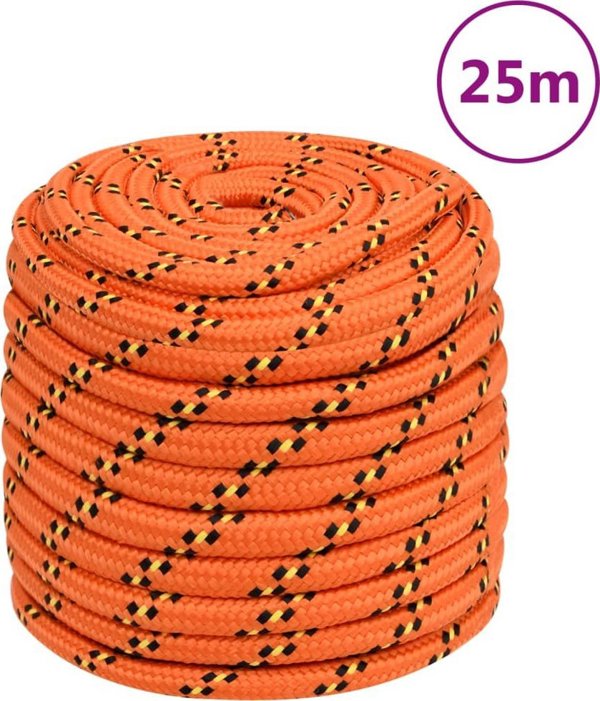 vidaXL Σχοινί ναυτικό, πορτοκαλί, 16 mm, 25 m, πολυπροπυλένιο