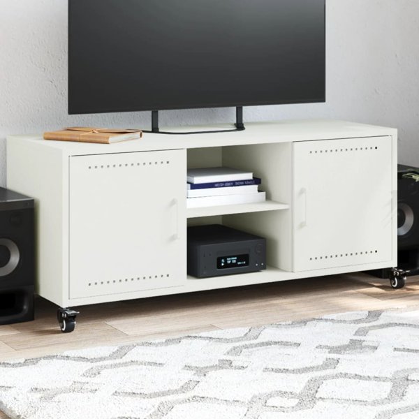 vidaXL Έπιπλο RTV, λευκό, 100,5x39x43,5 εκ., από χάλυβα