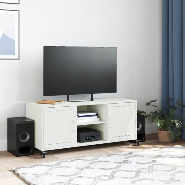 vidaXL Έπιπλο RTV, λευκό, 100,5x39x43,5 εκ., από χάλυβα