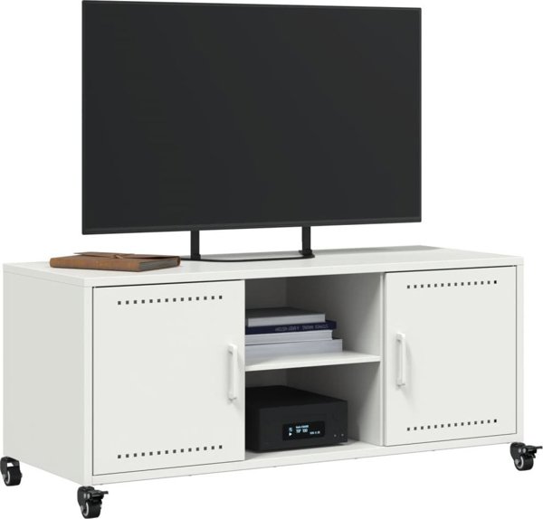 vidaXL Έπιπλο RTV, λευκό, 100,5x39x43,5 εκ., από χάλυβα
