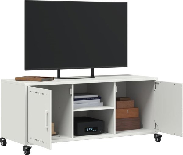 vidaXL Έπιπλο RTV, λευκό, 100,5x39x43,5 εκ., από χάλυβα