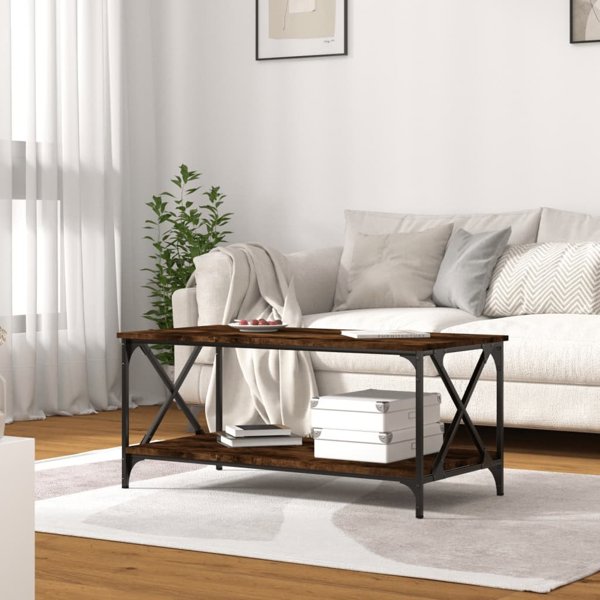 vidaXL Τραπέζι σαλονιού, καπνιστό δρυς, 100x50x45 εκ