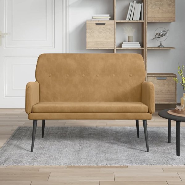 vidaXL Παγκάκι, Καφέ, 108x79x79 εκ., Υφασμάτινη Επένδυση Βελούδου