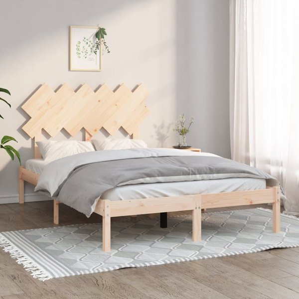 vidaXL Rama lozka 135x190 cm podwojna lite drewno