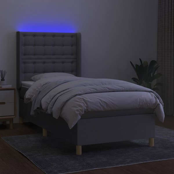 vidaXL Κρεβάτι Continental με Στρώμα, Ανοιχτό Γκρι, 80x200 cm, Υφασμάτινο
