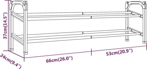 vidaXL Ρυθμιζόμενη παπουτσοθήκη με 2 ράφια 119x24x37 cm
