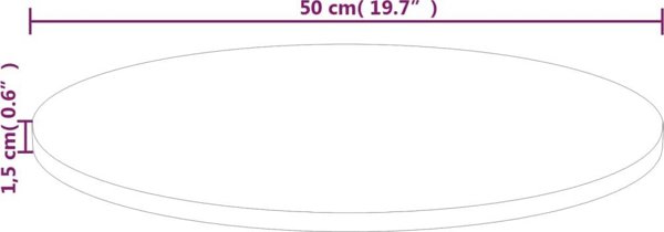 vidaXL Στρογγυλή επιφάνεια τραπεζιού, 50x1,5 cm, από ακατέργαστο ξύλο δρυός