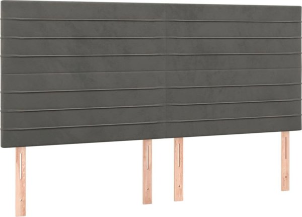 vidaXL Zaglowki do lozka, 4 τεμ., σκούρο γκρι, 90x5x78/88 cm, βελούδο
