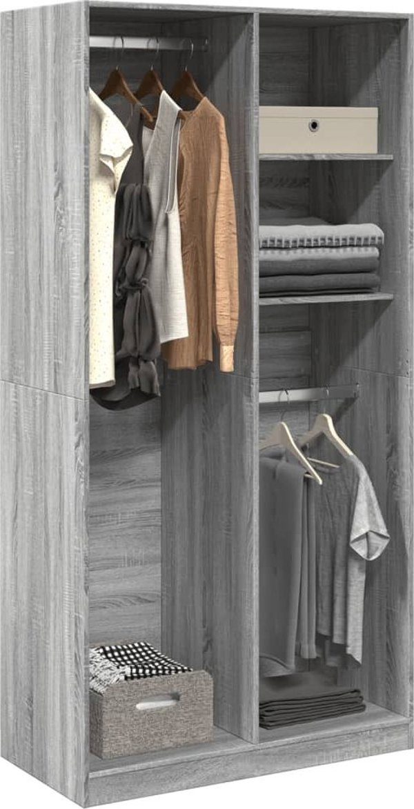 vidaXL Ντουλάπα Sonoma γκρι δρυς, 100x50x200 εκ, ξυλοειδές υλικό