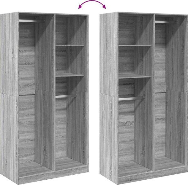vidaXL Ντουλάπα Sonoma γκρι δρυς, 100x50x200 εκ, ξυλοειδές υλικό