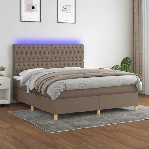 vidaXL Lorenzo Κρεβάτι κοντινεντάλ με στρώμα, taupe, 160x200 εκ., ύφασμα