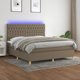 vidaXL Lorenzo Κρεβάτι κοντινεντάλ με στρώμα, taupe, 160x200 εκ., ύφασμα