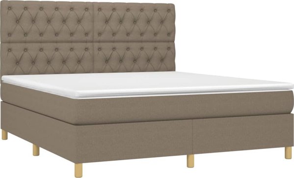 vidaXL Lorenzo Κρεβάτι κοντινεντάλ με στρώμα, taupe, 160x200 εκ., ύφασμα