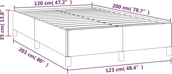 vidaXL Rama κρεβατιού, σκούρο γκρι, 120x200 cm, επενδυμένη με ύφασμα
