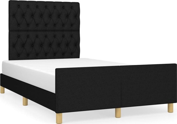 vidaXL Κρεβάτι με κεφαλάρι, μαύρο, 120x200 εκ, με υφασμάτινη επένδυση