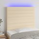 vidaXL Προσκεφάλι κρεβατιού με LED, κρεμ, 80x5x118/128 cm, ύφασμα