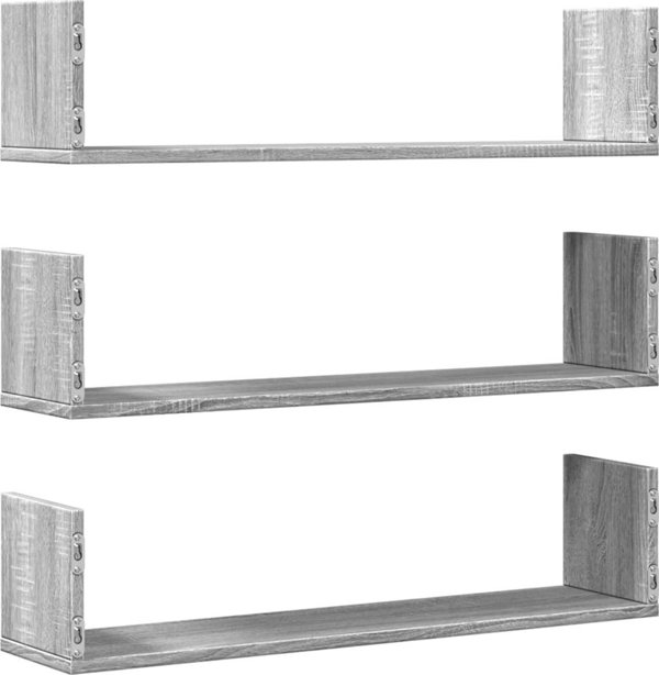 vidaXL Σετ 3 ραφιών τοίχου γκρι δρυς sonoma 80x18x18 εκ.