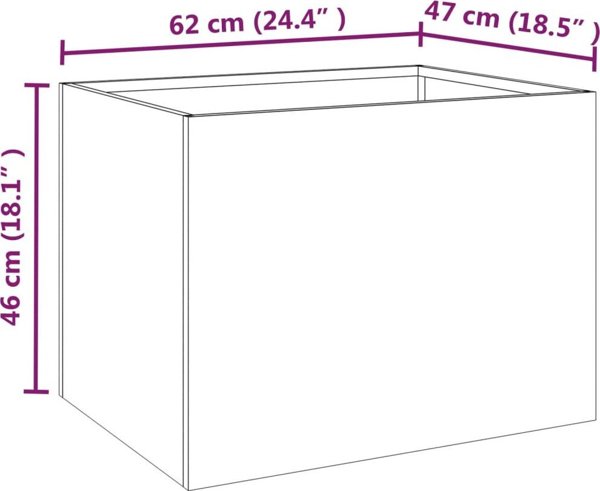 vidaXL Donica, szara, 62x47x46 cm, stal kortenowska