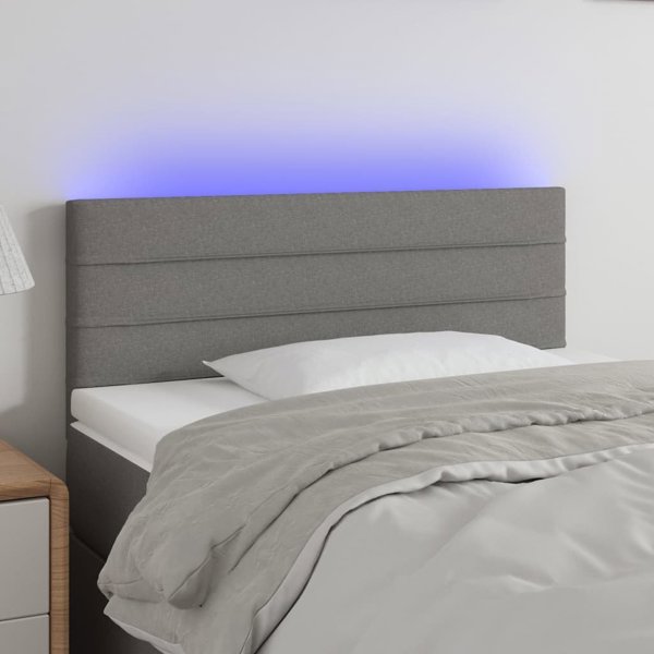 vidaXL Zaglowek do lozka me to LED, ciemnoszary, 100x5x78/88 cm, tkanina