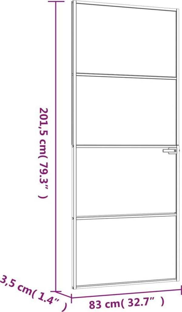 vidaXL Εσωτερική πόρτα, μαύρη, 83x201,5 cm, γυαλί και αλουμίνιο