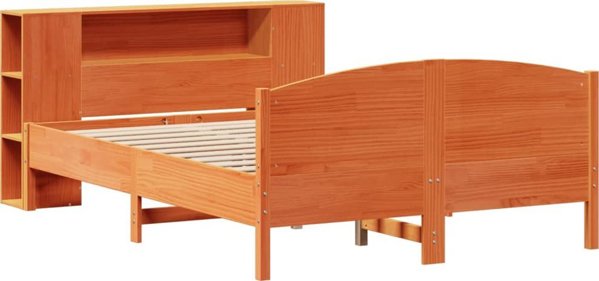 vidaXL κρεβάτι με ράφι 150x200 εκ. από μασίφ πεύκο χωρίς στρώμα