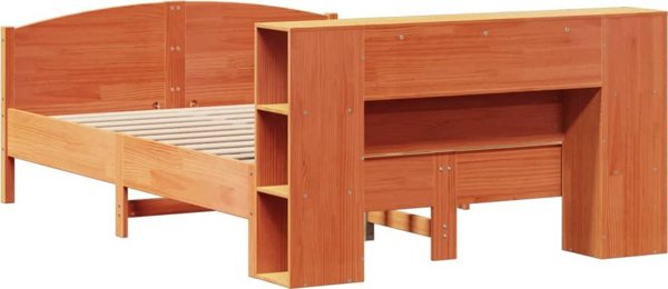 vidaXL κρεβάτι με ράφι 150x200 εκ. από μασίφ πεύκο χωρίς στρώμα