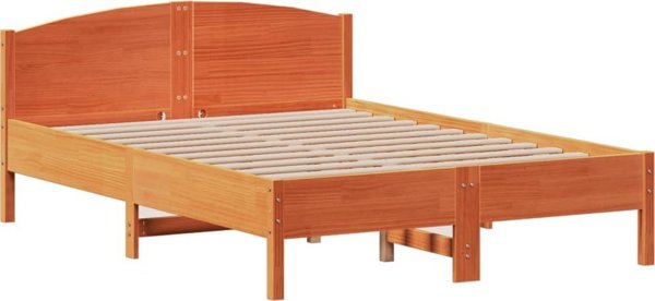 vidaXL κρεβάτι με ράφι 150x200 εκ. από μασίφ πεύκο χωρίς στρώμα