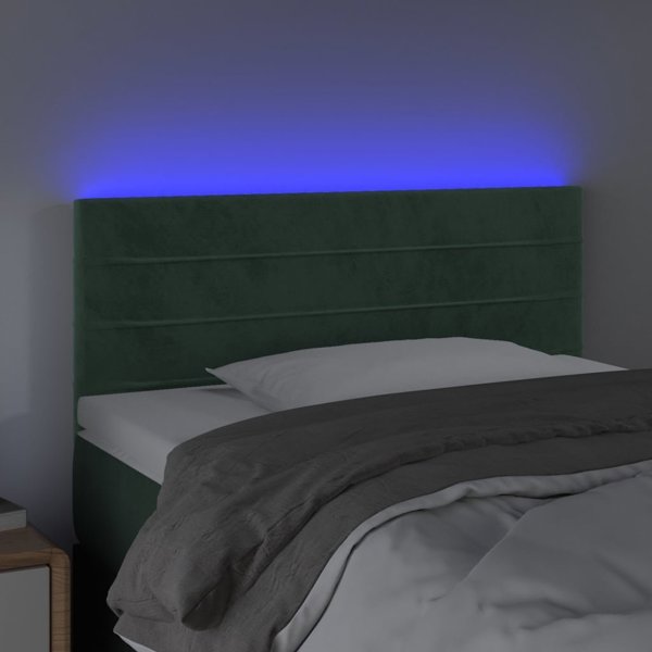 vidaXL Zaglowek do lozka z LED ciemnozielony 90x5x78/88 cm aksamit