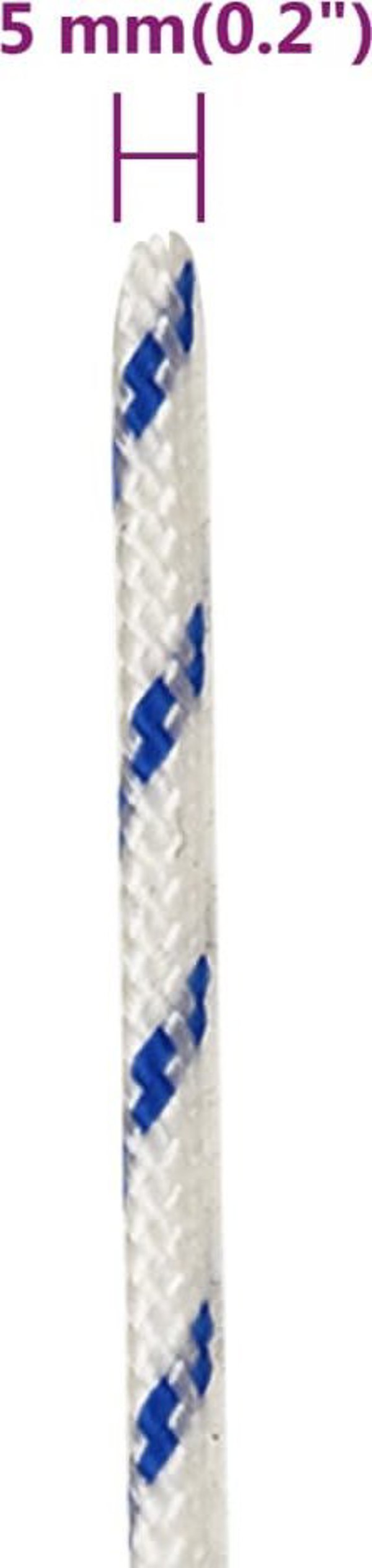 vidaXL Linka ζελάρσκα, λευκή, 5 mm, 100 m, πολυπροπυλένιο