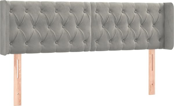 vidaXL Zagloek sto krevati me LED, aspro-gkri, 147x16x78/88 cm, aksamit