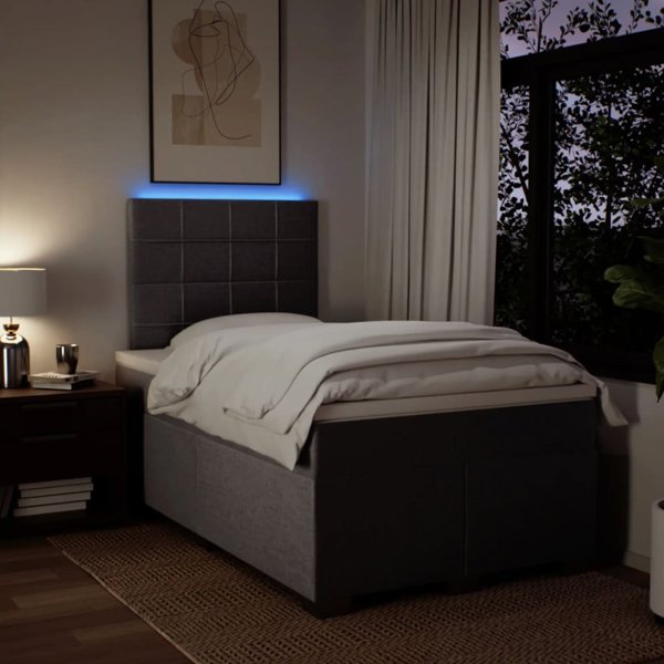 vidaXL Κρεβάτι κοντινεντάλ με στρώμα, taupe, ύφασμα, 120x200 εκ.