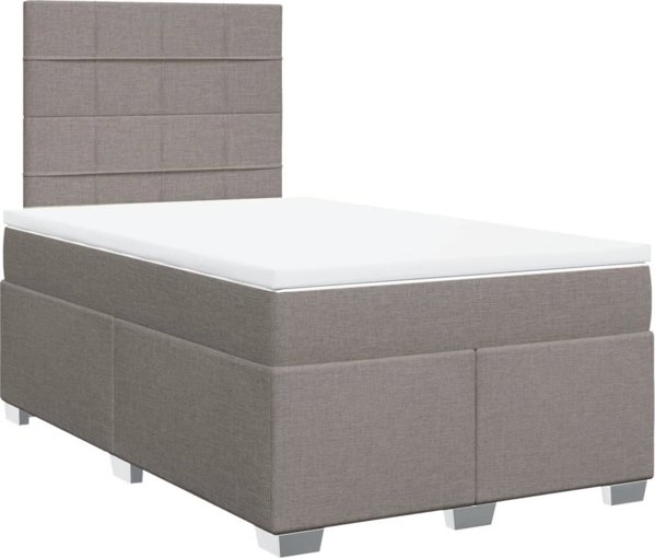 vidaXL Κρεβάτι κοντινεντάλ με στρώμα, taupe, ύφασμα, 120x200 εκ.