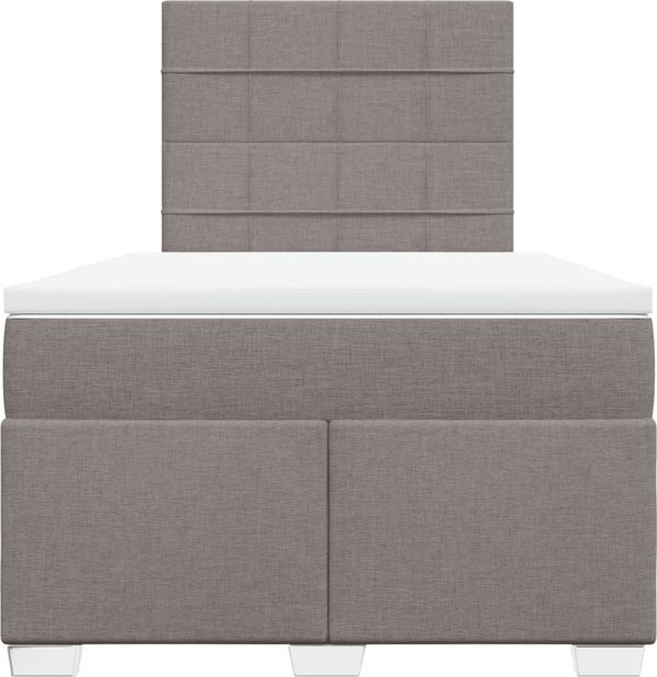 vidaXL Κρεβάτι κοντινεντάλ με στρώμα, taupe, ύφασμα, 120x200 εκ.