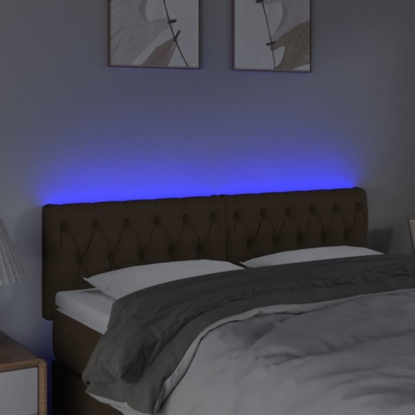 vidaXL Κεφαλάρι κρεβατιού με LED, Σκούρο Καφέ, 160x7x78/88 cm, Ύφασμα