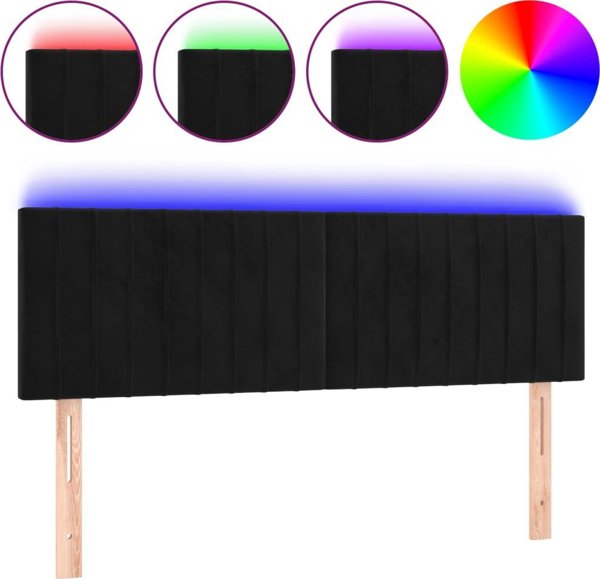 vidaXL Κεφαλάρι κρεβατιού με LED, μαύρο, 144x5x78/88 cm, βελούδο