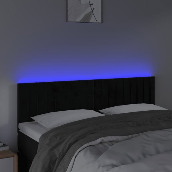 vidaXL Κεφαλάρι κρεβατιού με LED, μαύρο, 144x5x78/88 cm, βελούδο