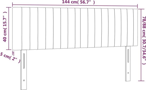 vidaXL Κεφαλάρι κρεβατιού με LED, μαύρο, 144x5x78/88 cm, βελούδο