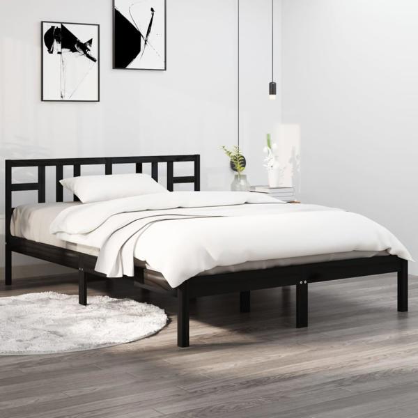 vidaXL Κά Frame Κρεβατιού Μαύρο από Ξύλο 140x190 cm