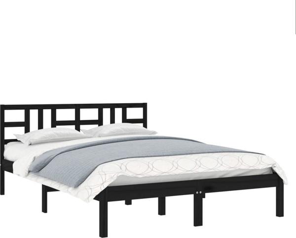 vidaXL Κά Frame Κρεβατιού Μαύρο από Ξύλο 140x190 cm