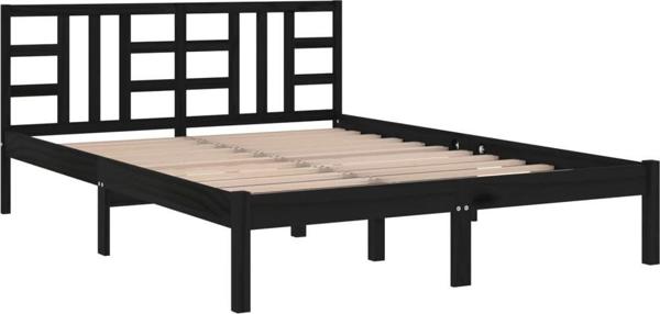 vidaXL Κά Frame Κρεβατιού Μαύρο από Ξύλο 140x190 cm