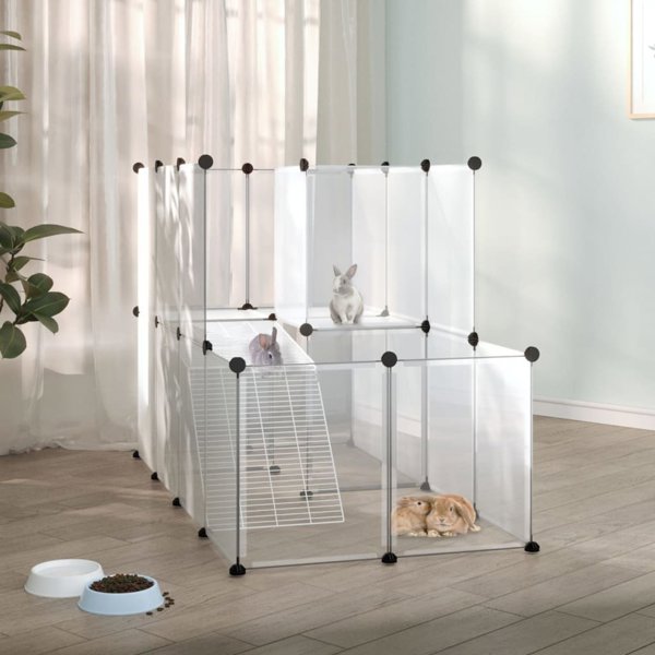 vidaXL Κλουβί για μικρά ζώα, διάφανο, 142x74x93 cm, PP και ατσάλι