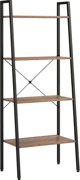 vidaXL Ράφι σκάλα με 4 ράφια, σκούρο καφέ-μαύρο, 56x35x140 cm