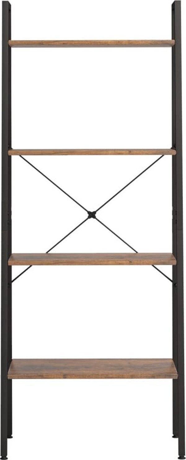 vidaXL Ράφι σκάλα με 4 ράφια, σκούρο καφέ-μαύρο, 56x35x140 cm