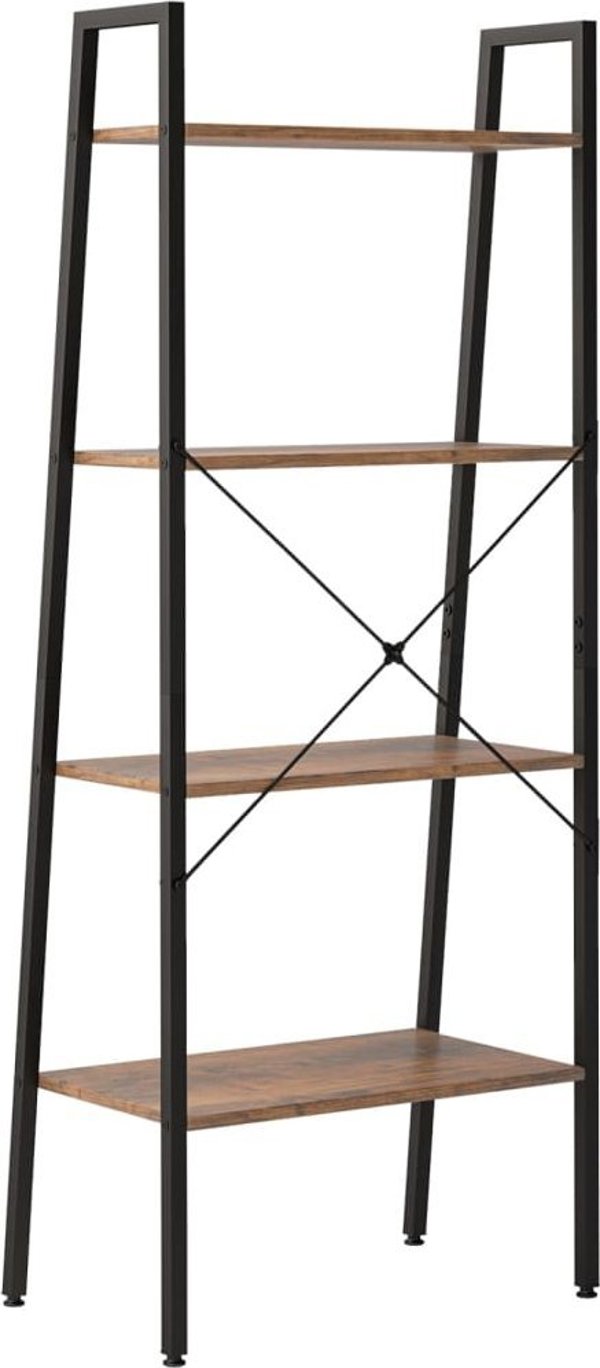 vidaXL Ράφι σκάλα με 4 ράφια, σκούρο καφέ-μαύρο, 56x35x140 cm