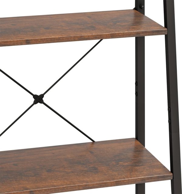 vidaXL Ράφι σκάλα με 4 ράφια, σκούρο καφέ-μαύρο, 56x35x140 cm
