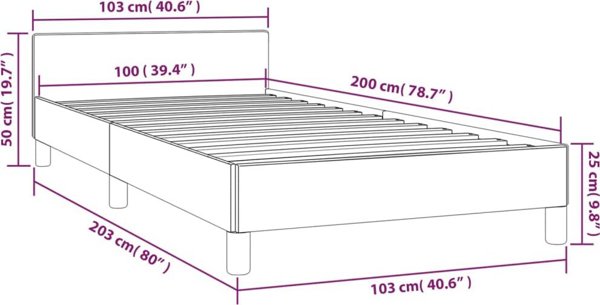 vidaXL Rama κρεβατιού με κεφαλάρι, κρεμ, 100x200 cm, επενδυμένη με ύφασμα