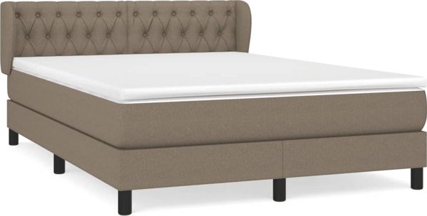 vidaXL Κρεβάτι Κοντινεντάλ με Στρώμα, Taupe, Υφασμάτινο, 140x190 εκ.